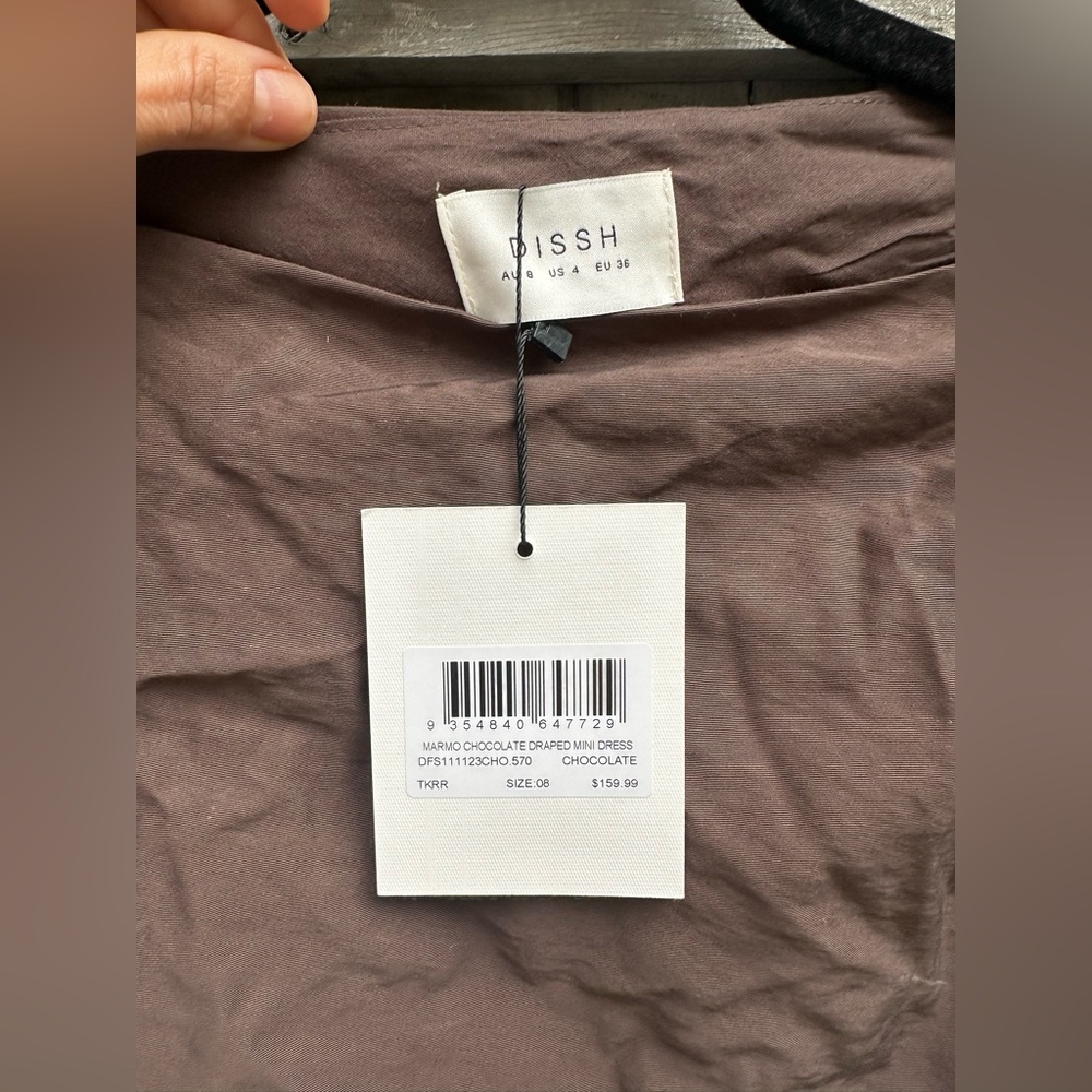 DISSH NWT Marmo Brown Chocolate Draped Mini Dress - Picture 6 of 7